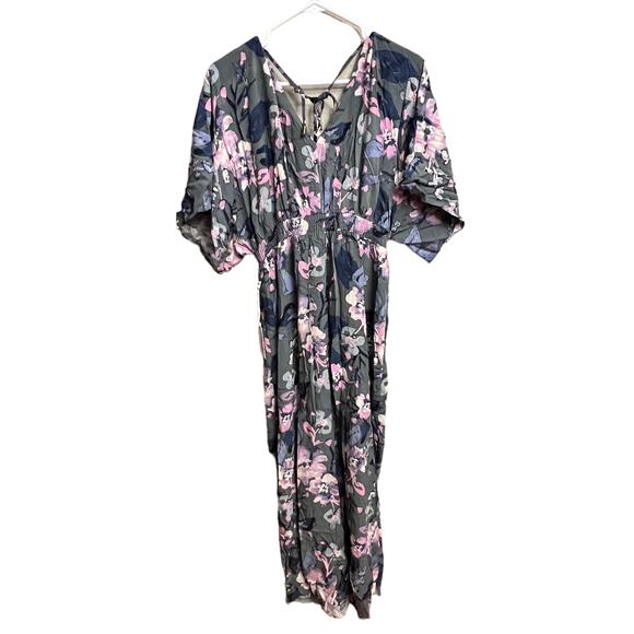 Jessica Simpson Floral Pink Green Maternity Wrap Maxi Dress Size Medium NWT - Picture 10 of 16